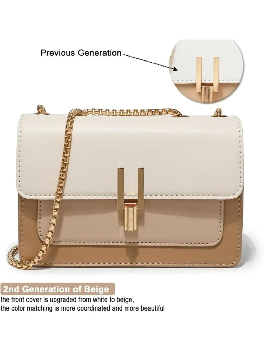 Chic Color-Block Leather Crossbody Bag for Women | Stylish Medium Shoulder Purse